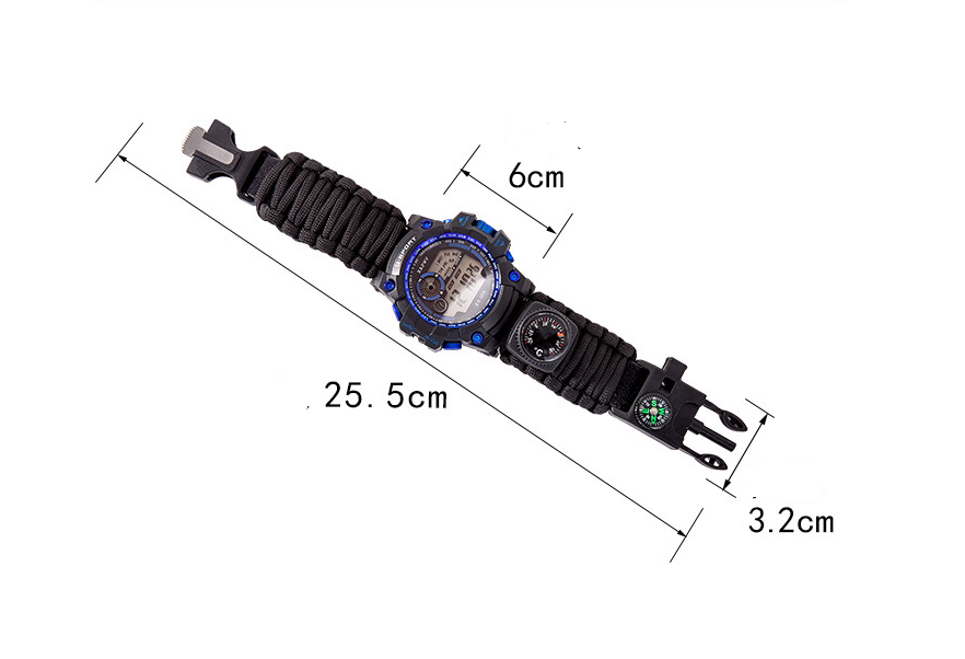 Umbrella rope waterproof watch multi-function outdoor survival umbrella rope bracelet adjustable outdoor camping adventure bracelet