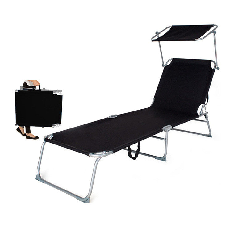 Outdoor Awning Camping Lounge Chair Tri-fold Bed